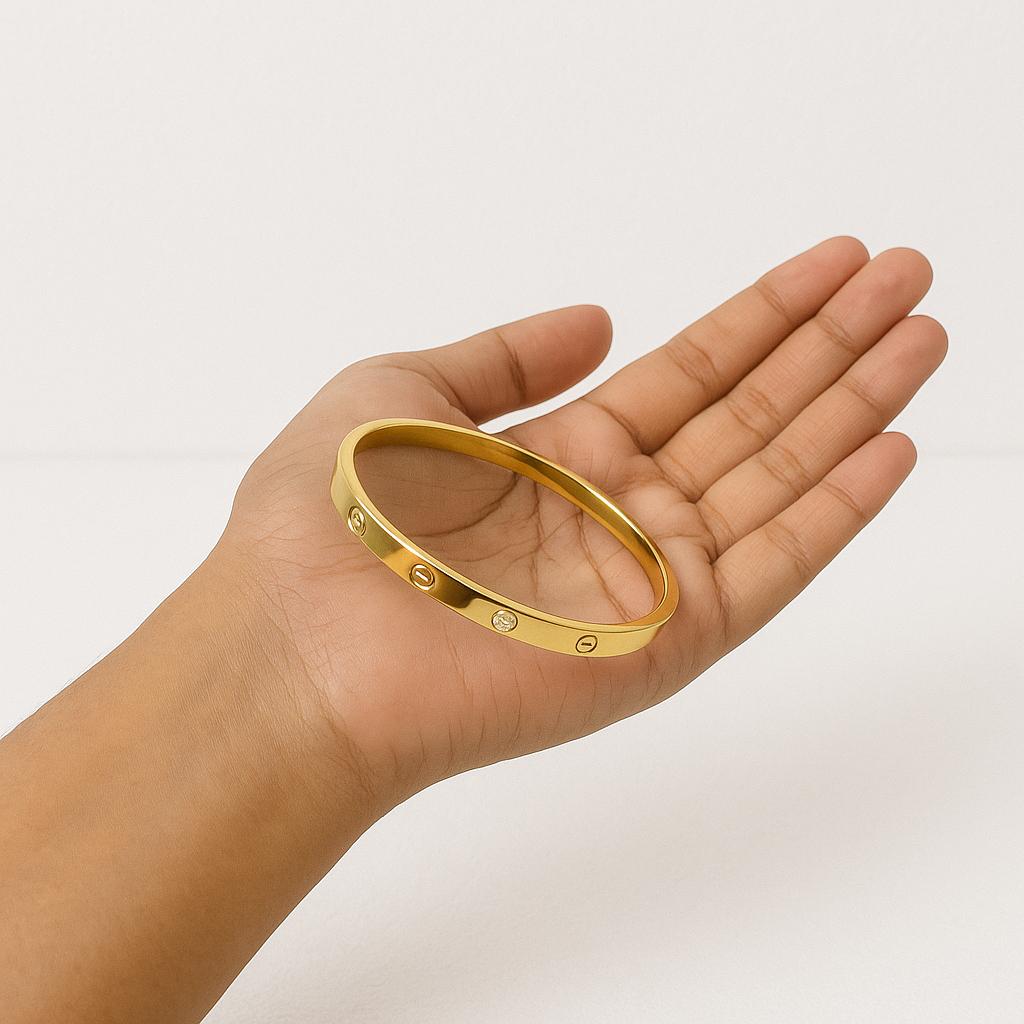 18K Gold Plated Stainless Steel Openable Crystal Bracelet | Anti Tarnish Jewellery