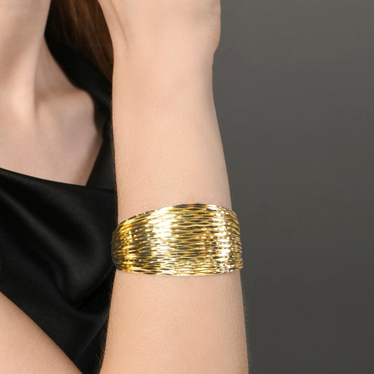 Gold-Plated Anti Tarnish Bangle-Style Cuff Bracelet For Women And Girls