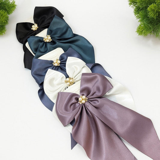Pearl Stone Bow Hair Pin
