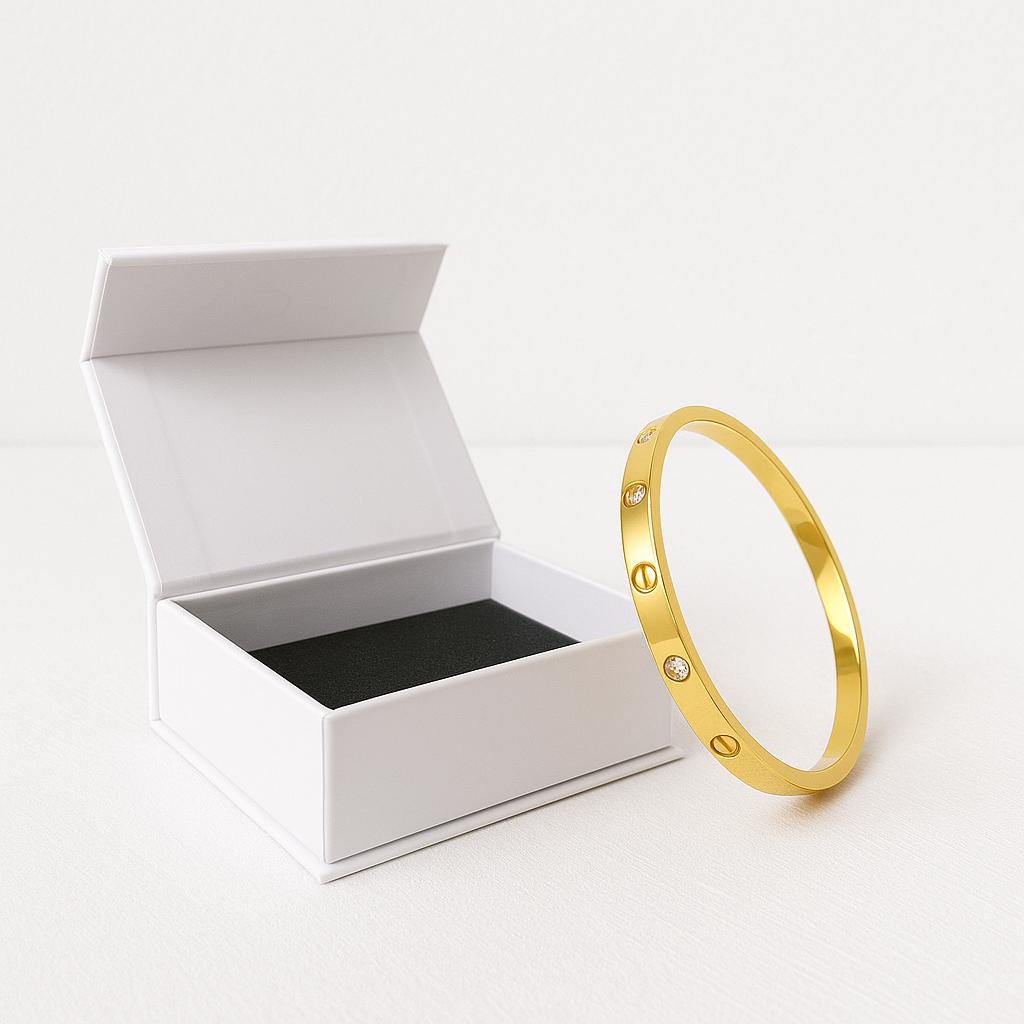 18K Gold Plated Stainless Steel Openable Crystal Bracelet | Anti Tarnish Jewellery